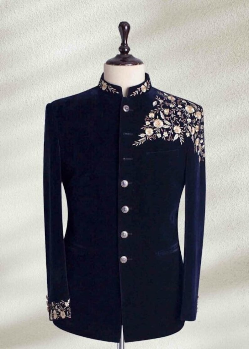 Resham embroidered men velvet jodhpuri suit SwiftEZ