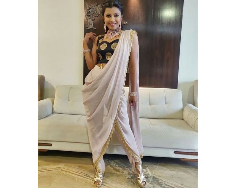 Elegant Dhoti Pants Saree For Women, Ready To Wear Saree, Indian Wedding  Dress, Indian Party Wear, Stitched Trendy Indian Outfits - SwiftEZ