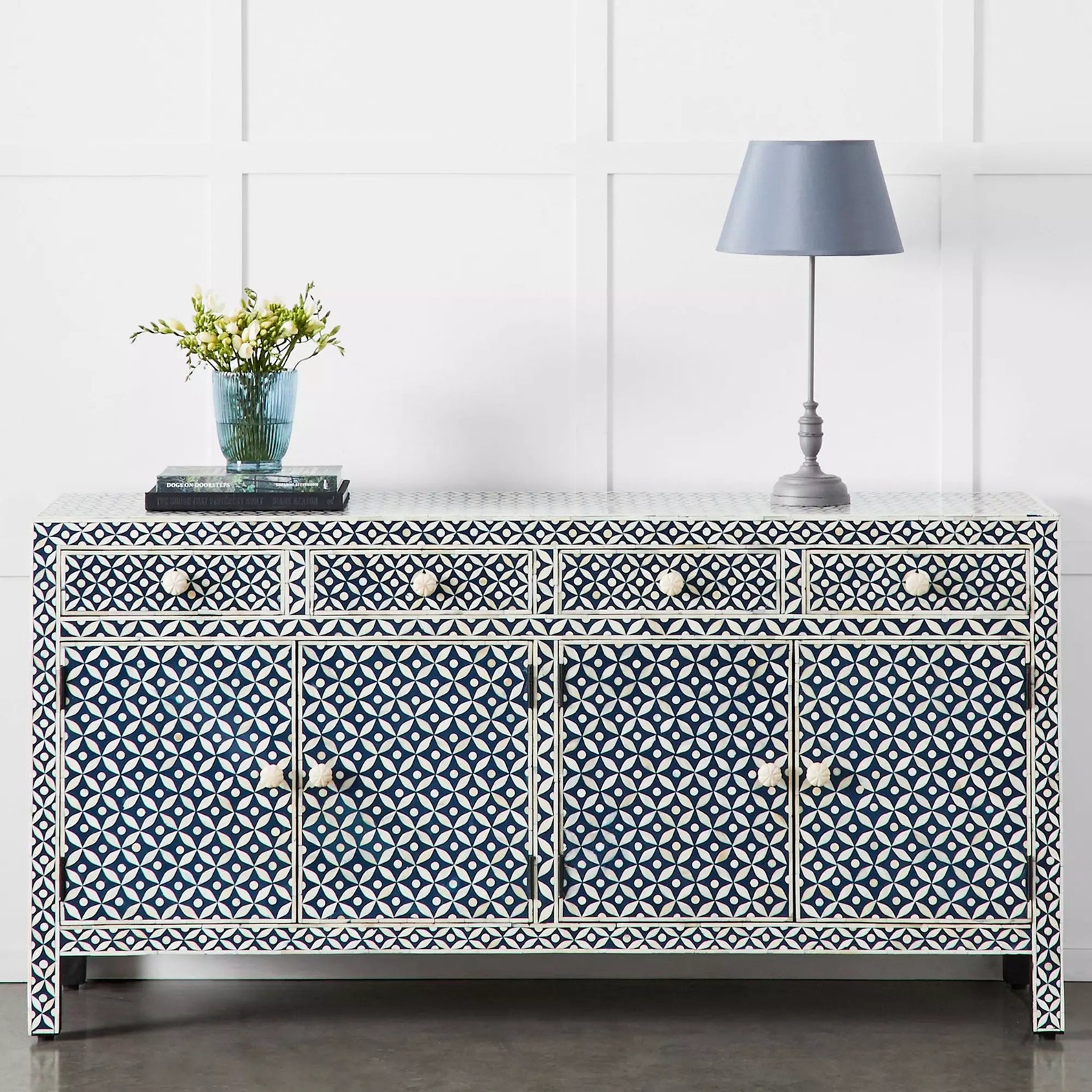 Indian Handmade Bone Inlay Blue Chest of Drawer Dresser Bone Inlay ...